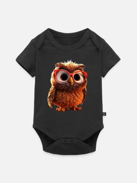Eule Schleiereule Geschenk Kauz Uhu Owl Süße Eulen - Baby Premium Kurzarmbody - Schwarz