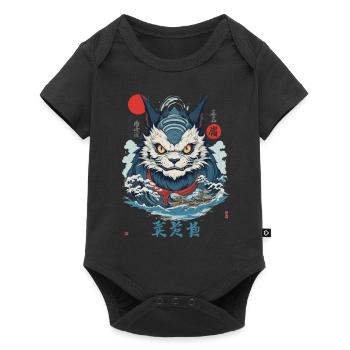 Japanese Yokai Monster Cat Vintage Streetwear - Baby Premium short-sleeve bodysuit - black - Front