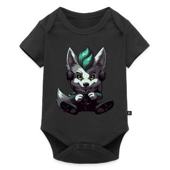 Cute Wolf Player Gaming Wolf Lover - Baby Premium short-sleeve bodysuit - black - Front