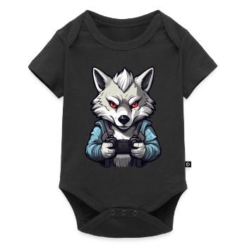 Cute Wolf Player Gaming Wolf Lover - Baby Premium short-sleeve bodysuit - black - Front