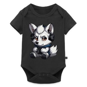 Cute Wolf Player Gaming Wolf Lover - Baby Premium short-sleeve bodysuit - black - Front