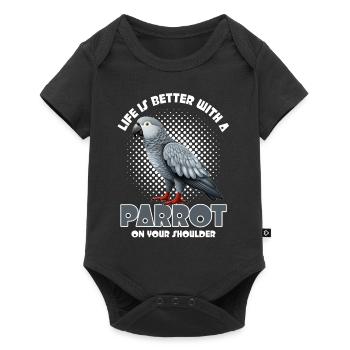 Life's Better With A Parrot African Gray Funny Bir - Baby Premium Kurzarmbody - Schwarz - Vorne