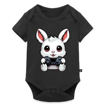 Cute Rabbit Player Gaming Bunny Lover - Baby Premium short-sleeve bodysuit - black - Front