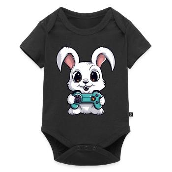 Cute Rabbit Player Gaming Bunny Lover - Baby Premium short-sleeve bodysuit - black - Front