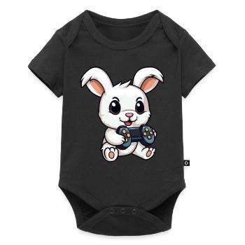 Cute Rabbit Player Gaming Bunny Lover - Baby Premium short-sleeve bodysuit - black - Front