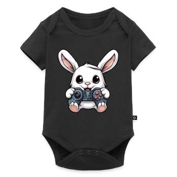 Cute Rabbit Player Gaming Bunny Lover - Baby Premium short-sleeve bodysuit - black - Front