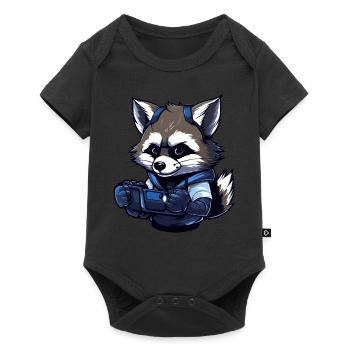 Cute Raccoon Gamer Games Wreck Lovers - Baby Premium short-sleeve bodysuit - black - Front