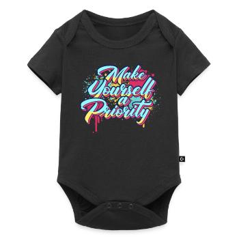 Make Yourself A Priority Inspirational Quote Graff - Baby Premium Kurzarmbody - Schwarz - Vorne