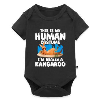 känguru - Baby Premium Kurzarmbody - Schwarz - Vorne