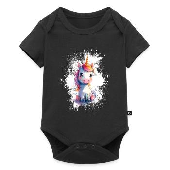 Bébé licorne - Body à manches courtes Premium Bébé - noir - Devant