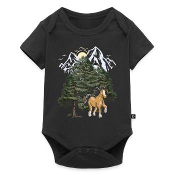 Montagnes, Montagnes, Cheval, Forêt-Noire, Tyrol, Alpes - Body à manches courtes Premium Bébé - noir - Devant