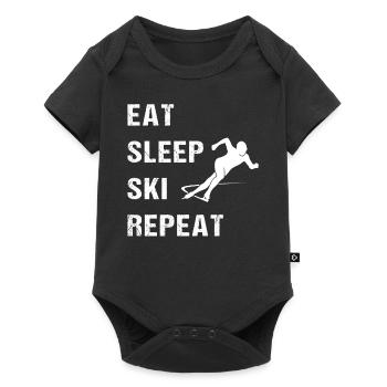 Mode de vie du ski : manger, dormir, répéter - Body à manches courtes Premium Bébé - noir - Devant