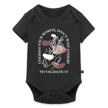 Floral Woman Line Drawing Art Inspirational Quote - Baby Premium Kurzarmbody - Schwarz - Vorne