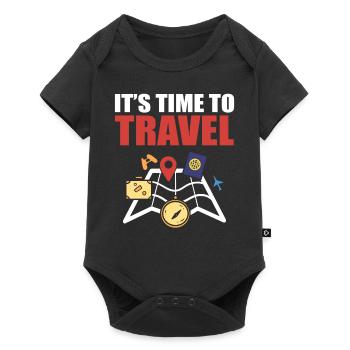 It's Time To Travel Flugbegleiterin - Baby Premium Kurzarmbody - Schwarz - Vorne