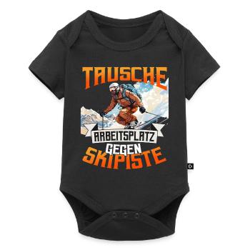 Skifahren Wintersport Tausche Arbeitsplatz - Baby Premium Kurzarmbody - Schwarz - Vorne