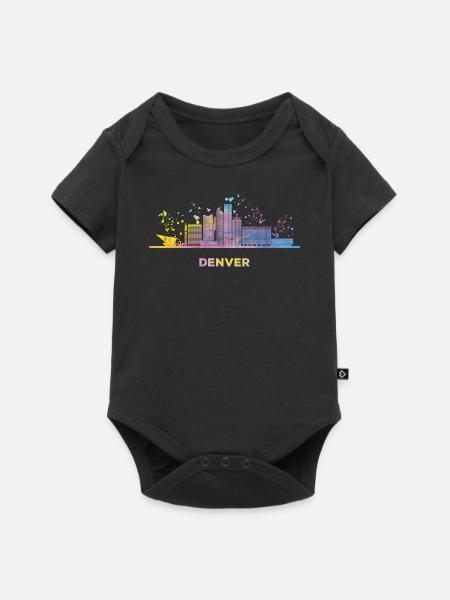 Denverites Skyline Denver - Baby Premium Kurzarmbody - Schwarz