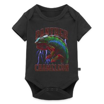 Panther Chamäleon Modern Streetwear Reptilienpfleger - Baby Premium Kurzarmbody - Schwarz - Vorne