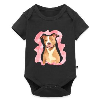 Pitbull Aquarell - Baby Premium Kurzarmbody - Schwarz - Vorne
