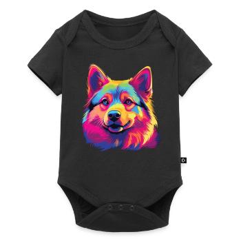 Watercolor Colorful Norwegian Boound - Baby Premium short-sleeve bodysuit - black - Front