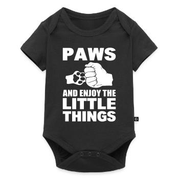 Paws And Enjoy The Little Things Hund Gassigehen - Baby Premium Kurzarmbody - Schwarz - Vorne