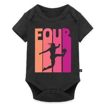 Footballeur Football 4ème Anniversaire - Body à manches courtes Premium Bébé - noir - Devant