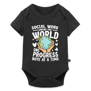 Social Worker Saving The World für einen - Baby Premium Kurzarmbody - Schwarz - Vorne