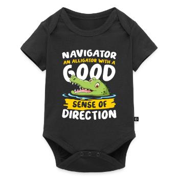 Navigator Alligator Good Sense Of Direction - Baby Premium Kurzarmbody - Schwarz - Vorne