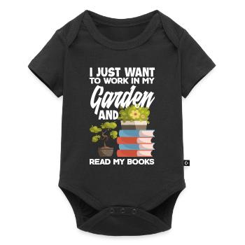 Garten Bücherwurm Bücher Lesen - Baby Premium Kurzarmbody - Schwarz - Vorne