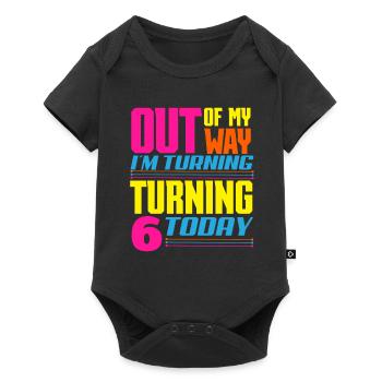 Lasertag-geburtstagsfeier – Lasertag 6 - Baby Premium Kurzarmbody - Schwarz - Vorne