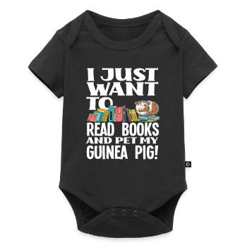 Guinea Pig Reading Books Bookworm - Baby Premium short-sleeve bodysuit - black - Front