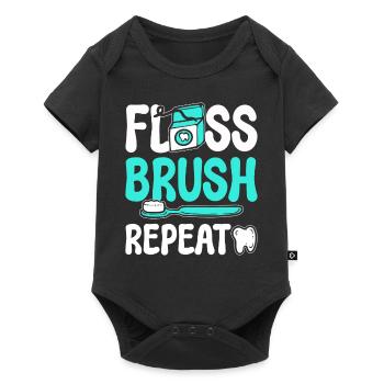 Floss Brush Repeat Zahnarzthelferin - Baby Premium Kurzarmbody - Schwarz - Vorne