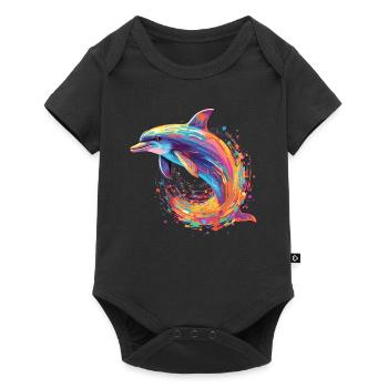 Watercolor Colorful Dolphin Colorful Animals - Baby Premium short-sleeve bodysuit - black - Front
