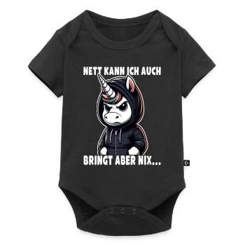 Nett kann ich auch Sarkastisches Einhornliebhaber - Baby Premium Kurzarmbody - Schwarz - Vorne