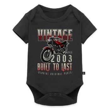 Vintage Motorrad Biker Motorrad Geburtstag 2003 - Baby Premium Kurzarmbody - Schwarz - Vorne