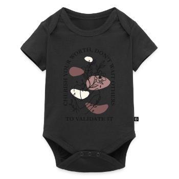 Floral Woman Line Drawing Art Inspirational Quote - Baby Premium Kurzarmbody - Schwarz - Vorne