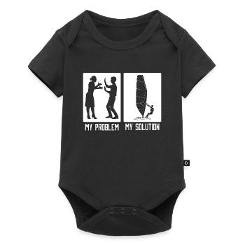 Véliplanchiste Mon problème Mon pictogramme Papa Maman Surf - Body à manches courtes Premium Bébé - noir - Devant