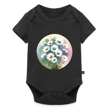 Gänseblümchen gezeichnet - Baby Premium Kurzarmbody - Schwarz - Vorne