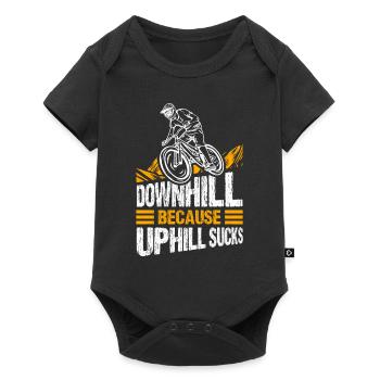 Downhill Because Uphill Sucks Geschenk MTB Biker R - Baby Premium Kurzarmbody - Schwarz - Vorne
