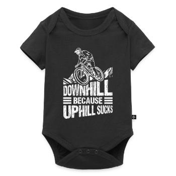 Downhill Because Uphill Sucks MTB Fahrrad Fans Rad - Baby Premium Kurzarmbody - Schwarz - Vorne