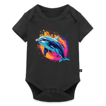 Watercolor Colorful Dolphin Colorful Animals - Baby Premium short-sleeve bodysuit - black - Front