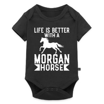 Das Leben ist besser mit einem Morgan-Pferd - Baby Premium Kurzarmbody - Schwarz - Vorne