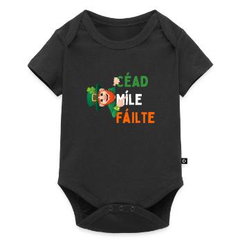 Irish Luck & Welcome Tee: Leprechaun & Shamrock - Baby Premium short-sleeve bodysuit - black - Front