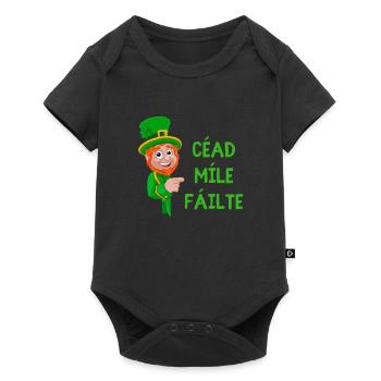 Irish Luck & Welcome Tee: Leprechaun & Shamrock - Baby Premium short-sleeve bodysuit - black - Front