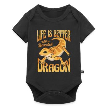La vie est plus belle avec un dragon barbu Pogona - Body à manches courtes Premium Bébé - noir - Devant
