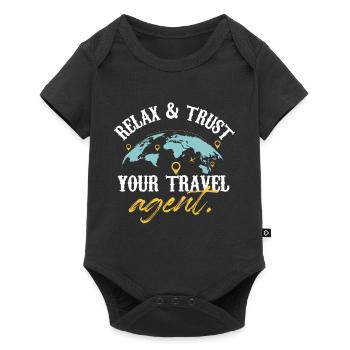 Détendez-vous et faites confiance à votre agent de voyages, planificateur de vacances - Body à manches courtes Premium Bébé - noir - Devant