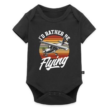 Retro Piloten Flugschüler Fliegen - Baby Premium Kurzarmbody - Schwarz - Vorne