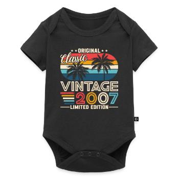 Vintage 2007 Geburtstagsgeschenk - Baby Premium Kurzarmbody - Schwarz - Vorne