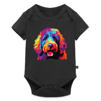 Aquarelle colorée chien d’eau espagnol - Body à manches courtes Premium Bébé - noir - Devant