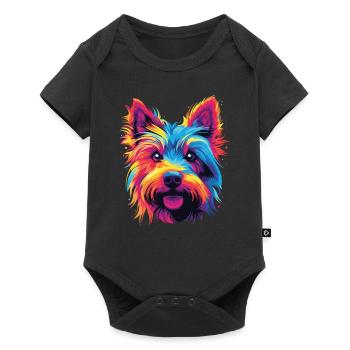 Watercolor Colorful Australian Silky Terrier - Baby Premium short-sleeve bodysuit - black - Front