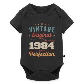 Né en février 1984 millésime 1984 anniversaire - Body à manches courtes Premium Bébé - noir - Devant